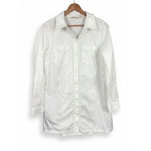 Soft Surroundings Womens S Staple Minimalist Coastal Roll Tab Sleeve Tunic Shirt